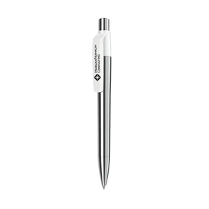 Maxema Mood Chrome Metal Pen with Blue Ink, 5.25" Retractable, Pad-Printed