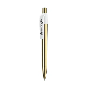 Maxema Gold Metal Pen, 5.25" Retractable Barrel, Black Ink, 1-Color Imprint