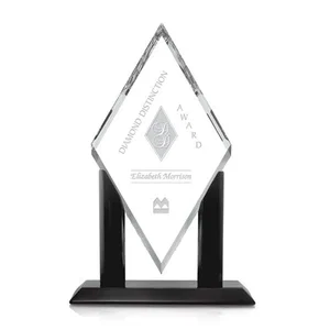 Starfire Crystal Diamond Award on Black Piano-Finish Base