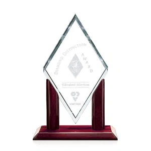 Starfire Crystal Diamond Award on Rosewood Piano-Finish Base