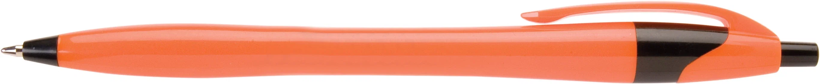 Mayflower Fit-Your-Hand Pen. Contoured plastic ballpoint pen with one-color imprint for trade show giveaways, view 3