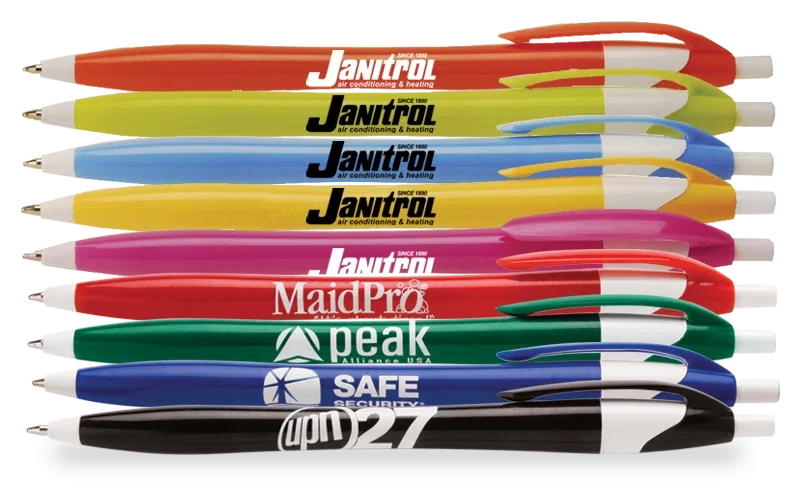 Mayflower II Contour-Grip Pen. Two-tone plastic ballpoint pen with contoured grip for office giveaways