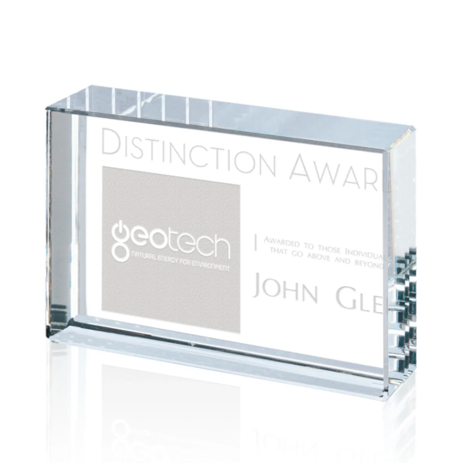 Custom 4x6 Clear Crystal Maywood Award — view 2