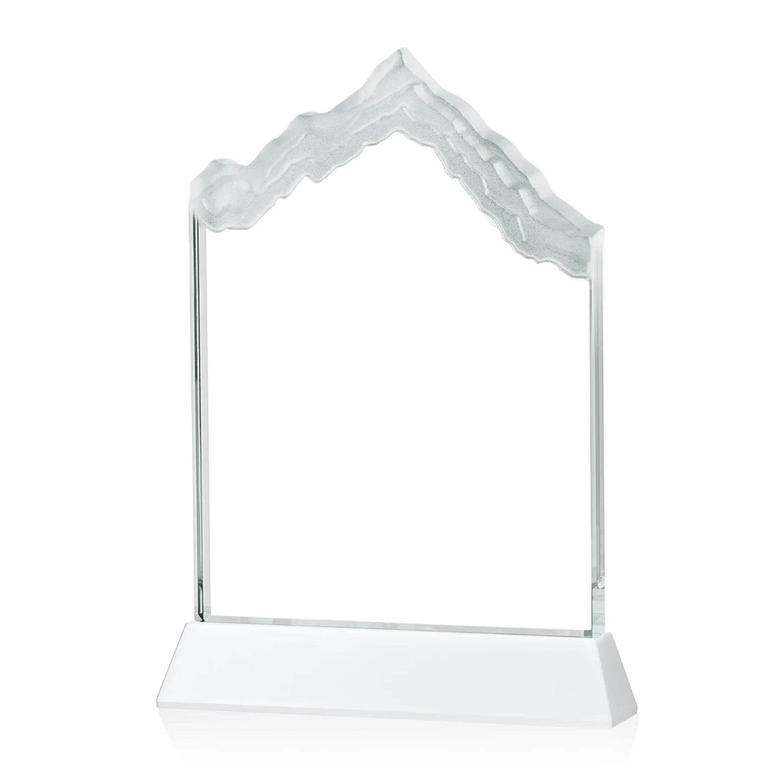 Personalized Starfire Crystal Mountain Peak Award on an Optical Crystal Base, awards, with your logo for service anniversary gifts