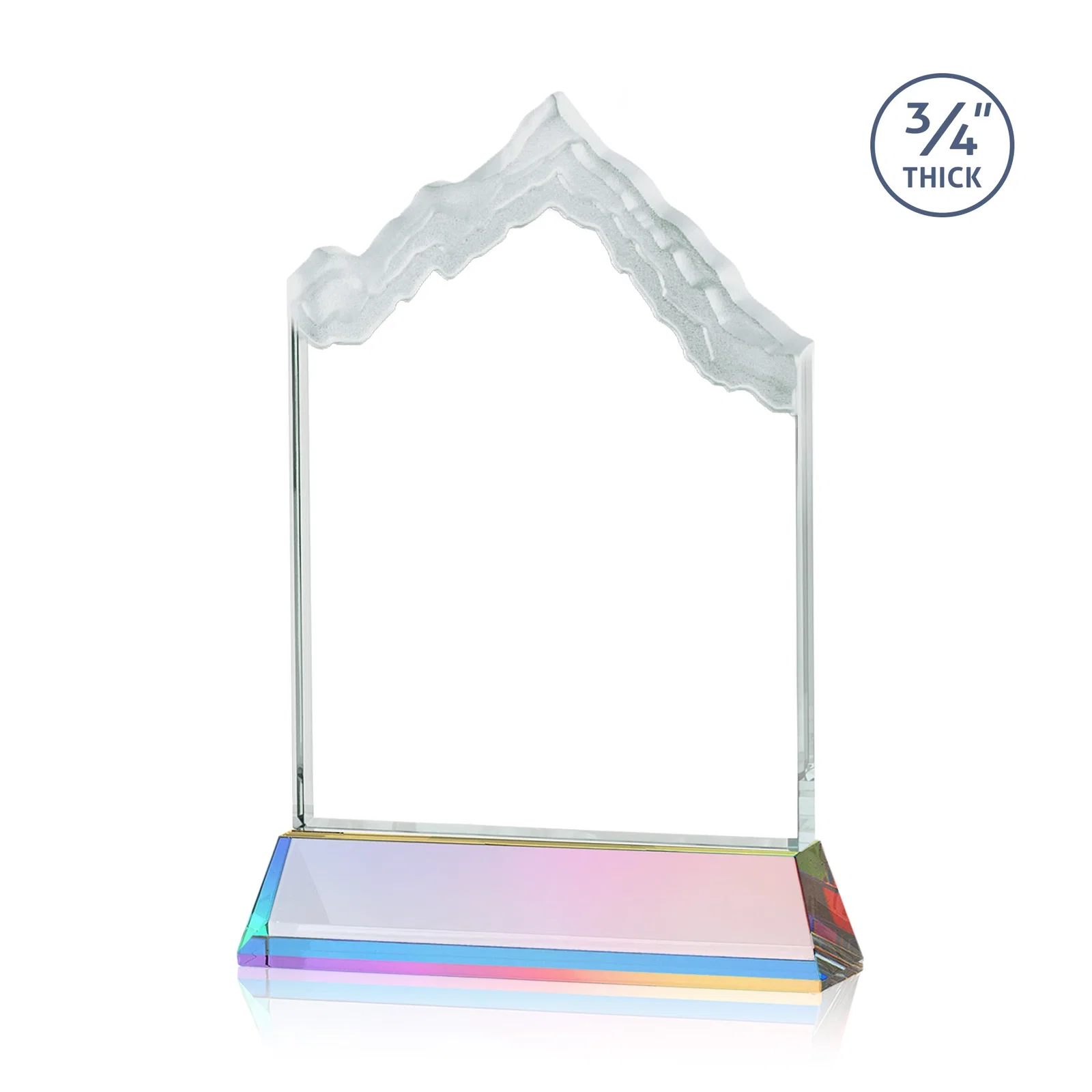 Personalized Starfire Crystal Mountain Peak Award on an Optical Crystal Base, awards, with your logo for sales achievement awards