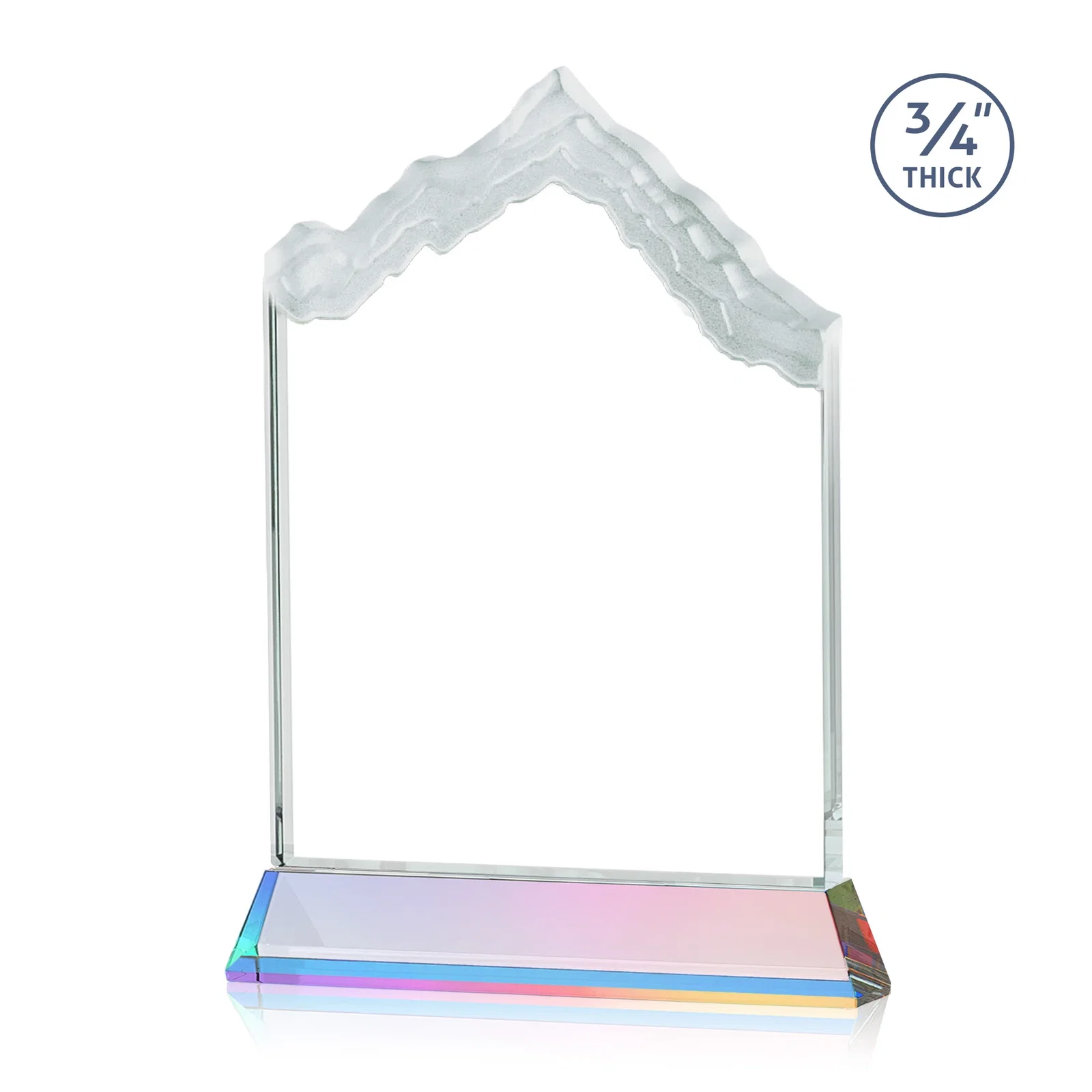 Personalized Starfire Crystal Mountain Peak Award on an Optical Crystal Base, awards, with your logo for retirement presentations