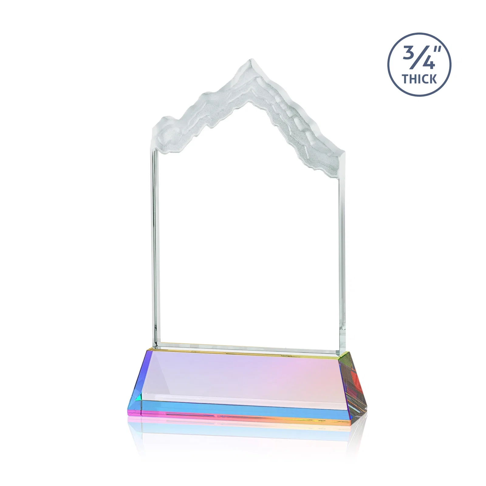 Personalized Starfire Crystal Mountain Peak Award on an Optical Crystal Base, awards, with your logo for team milestone celebrations