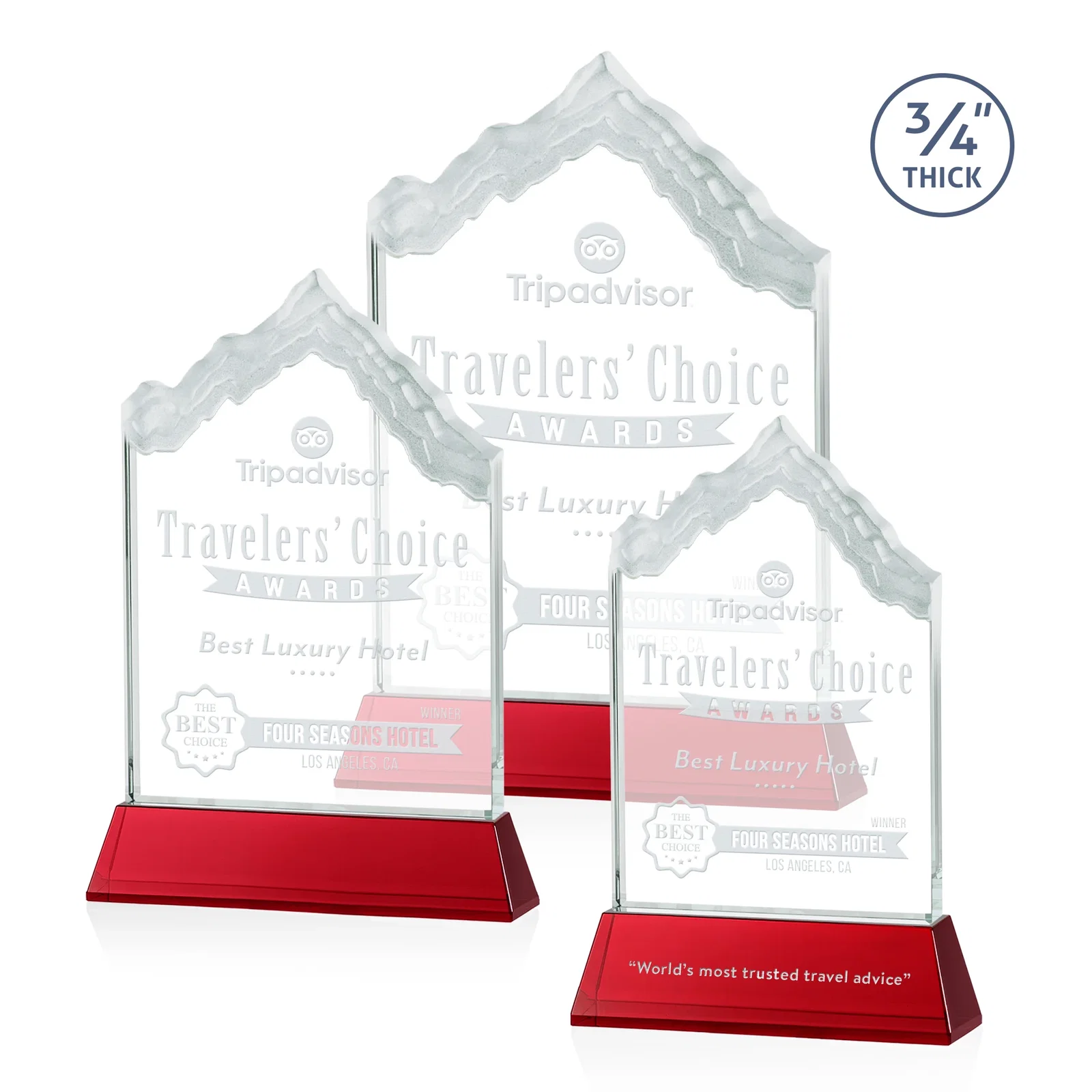 Personalized Starfire Crystal Mountain Peak Award on an Optical Crystal Base, awards for safety achievement programs