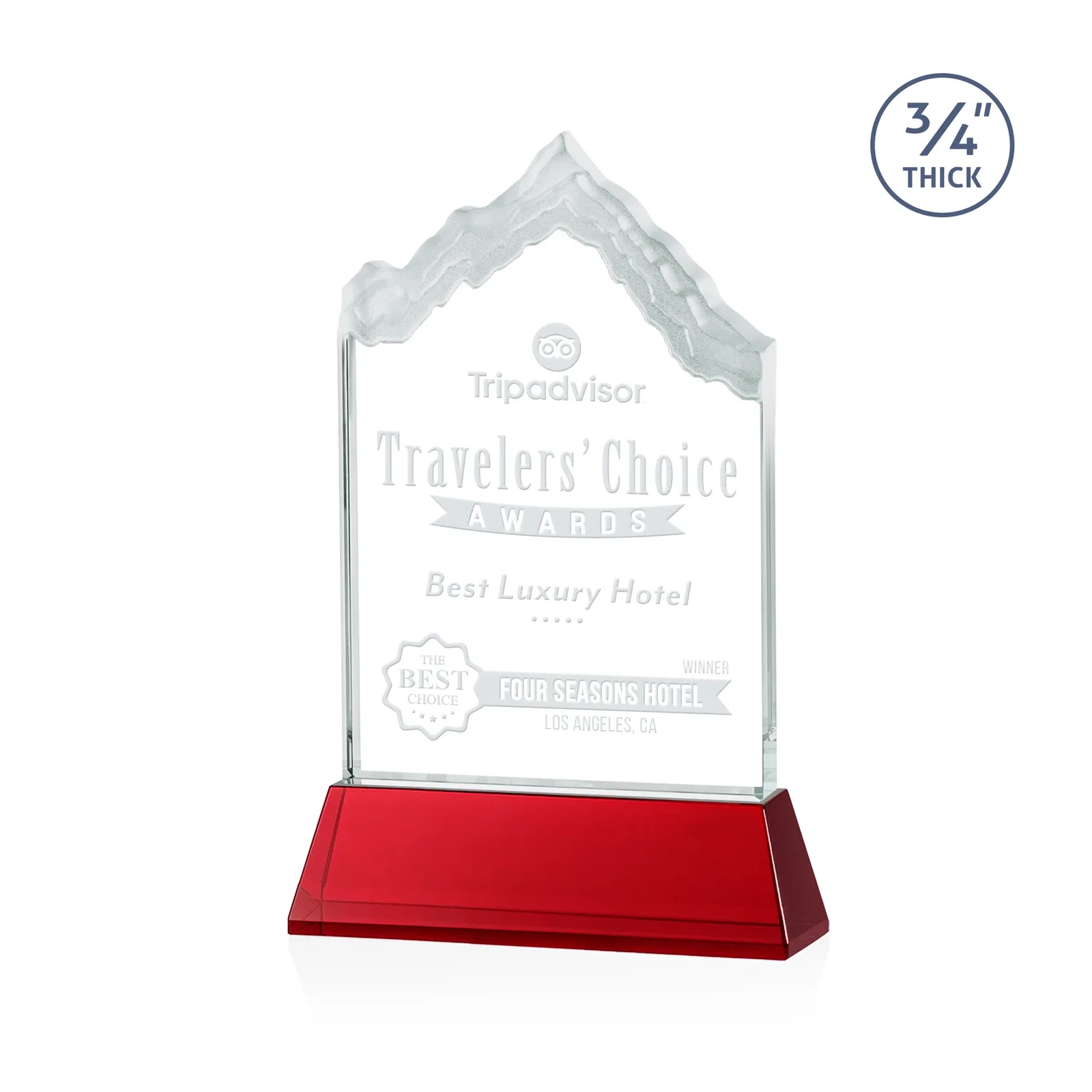 Personalized Starfire Crystal Mountain Peak Award on an Optical Crystal Base, awards for volunteer appreciation