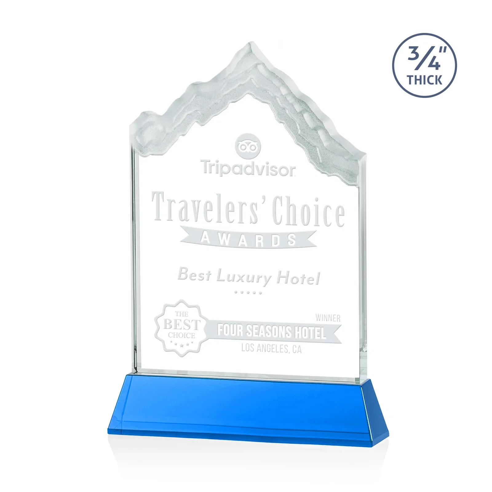 Promotional Starfire Crystal Mountain Peak Award on an Optical Crystal Base, awards for service anniversary gifts