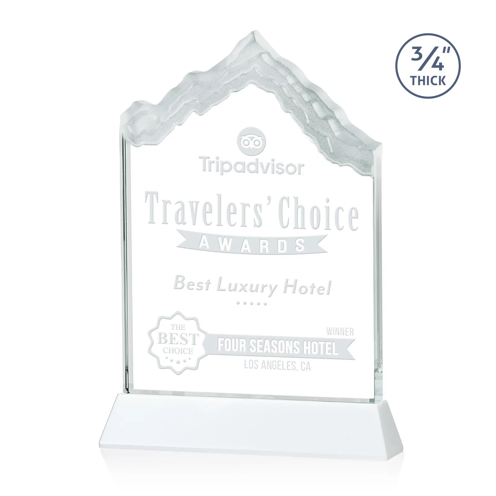 Promotional Starfire Crystal Mountain Peak Award on an Optical Crystal Base, awards for graduation ceremonies
