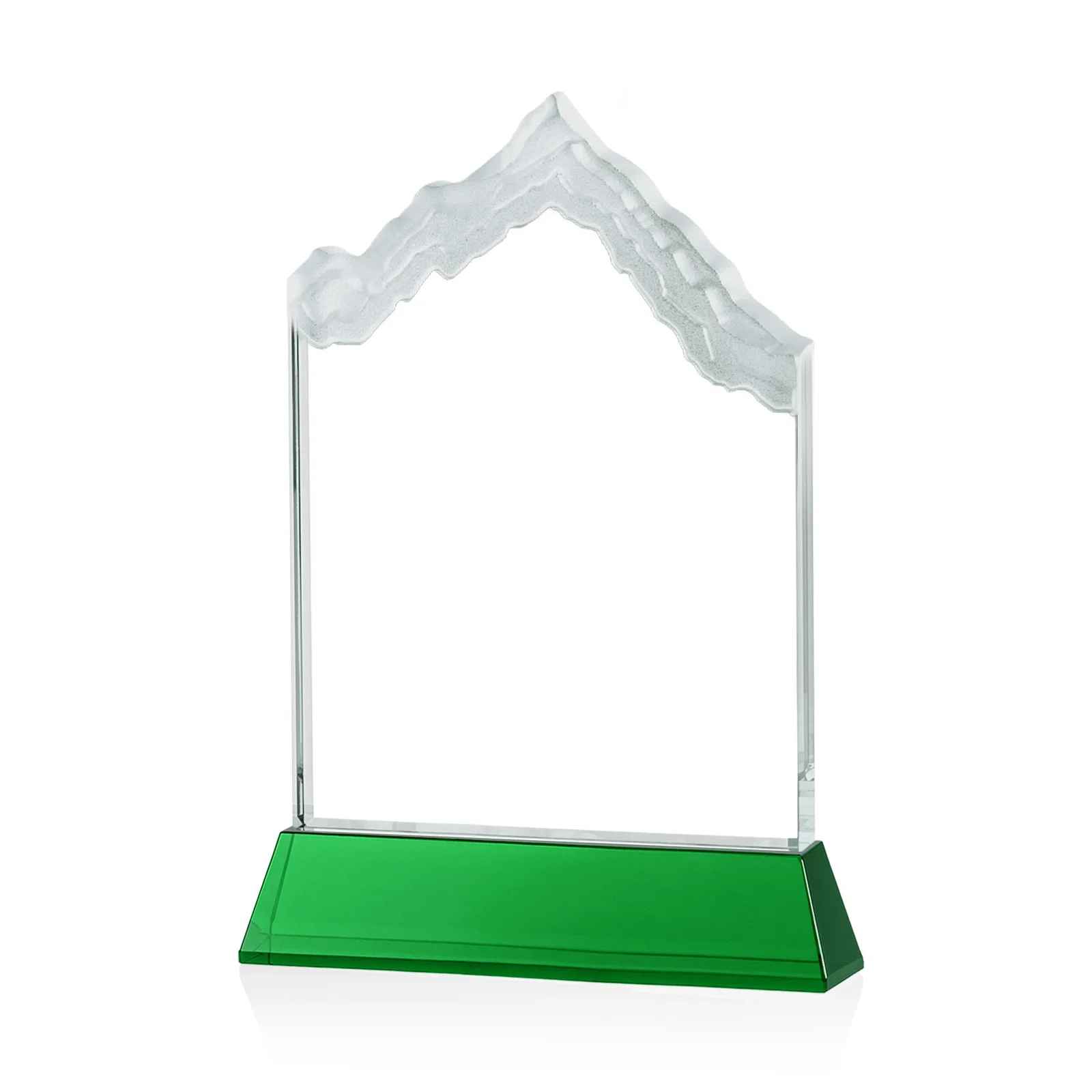 Custom engraved Starfire Crystal Mountain Peak Award on an Optical Crystal Base, awards for graduation ceremonies