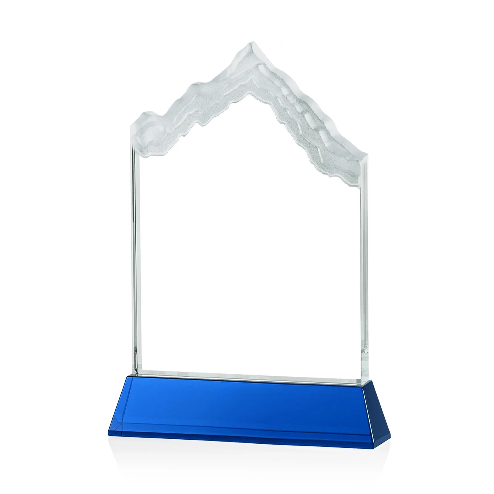 Custom Starfire Crystal Mountain Peak Award on an Optical Crystal Base, awards, with your logo for corporate award ceremonies