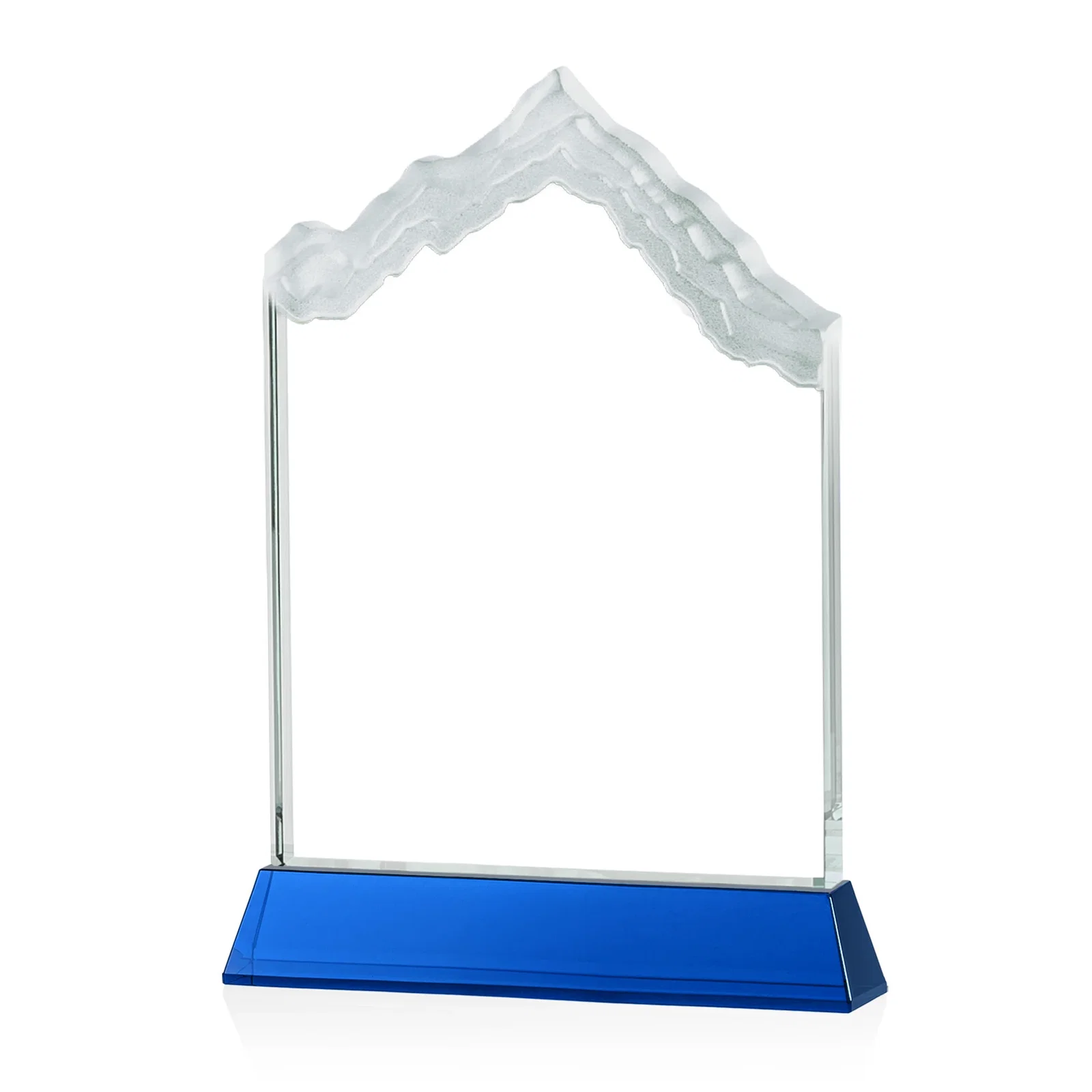 Custom Starfire Crystal Mountain Peak Award on an Optical Crystal Base, awards, with your logo for service anniversary gifts