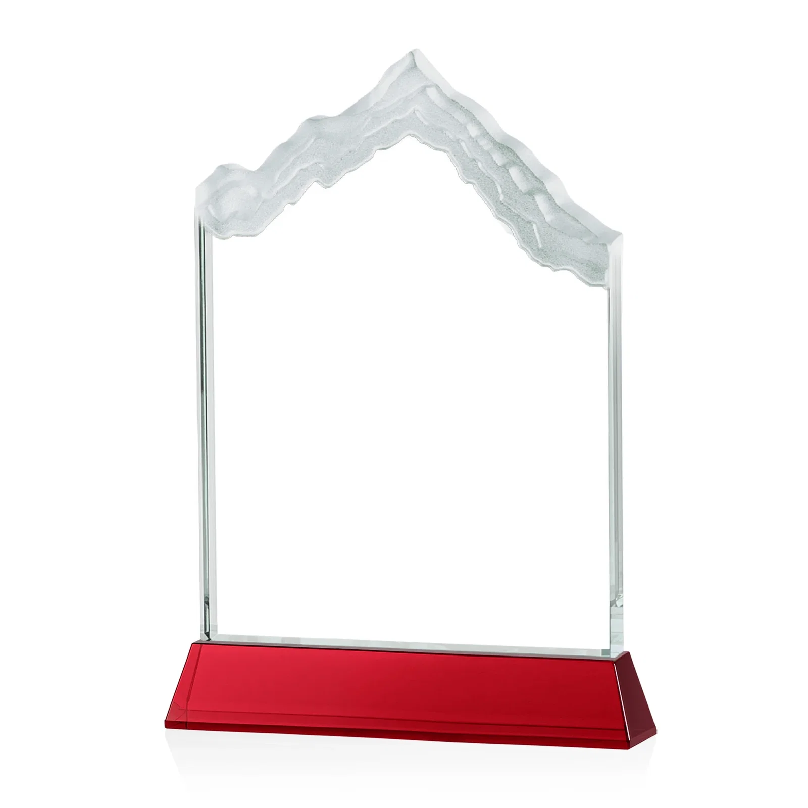 Custom Starfire Crystal Mountain Peak Award on an Optical Crystal Base, awards, with your logo for team milestone celebrations