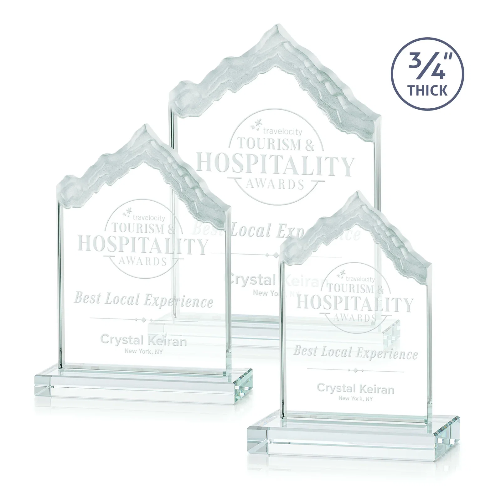 Custom Jade Glass Iceberg Award With A Frosted Deep-Etched Peak for employee recognition