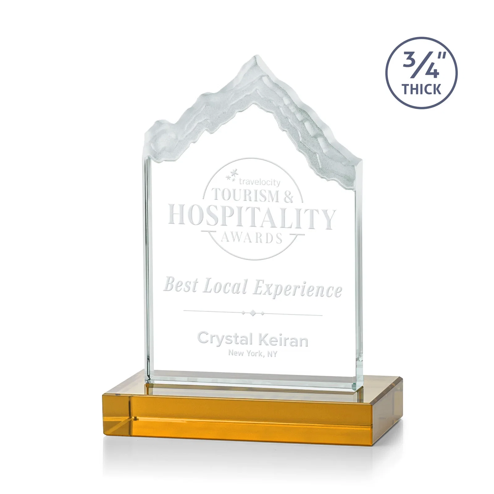 Custom Jade Glass Iceberg Award With A Frosted Deep-Etched Peak for safety achievement programs