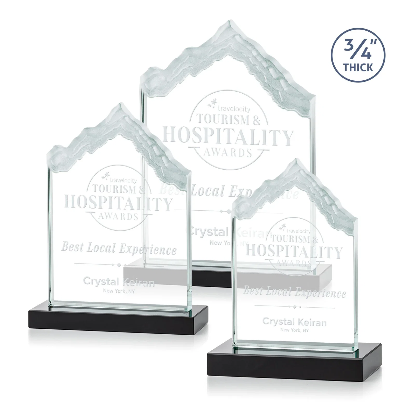 Personalized Jade Glass Iceberg Award With A Frosted Deep-Etched Peak for sales achievement awards