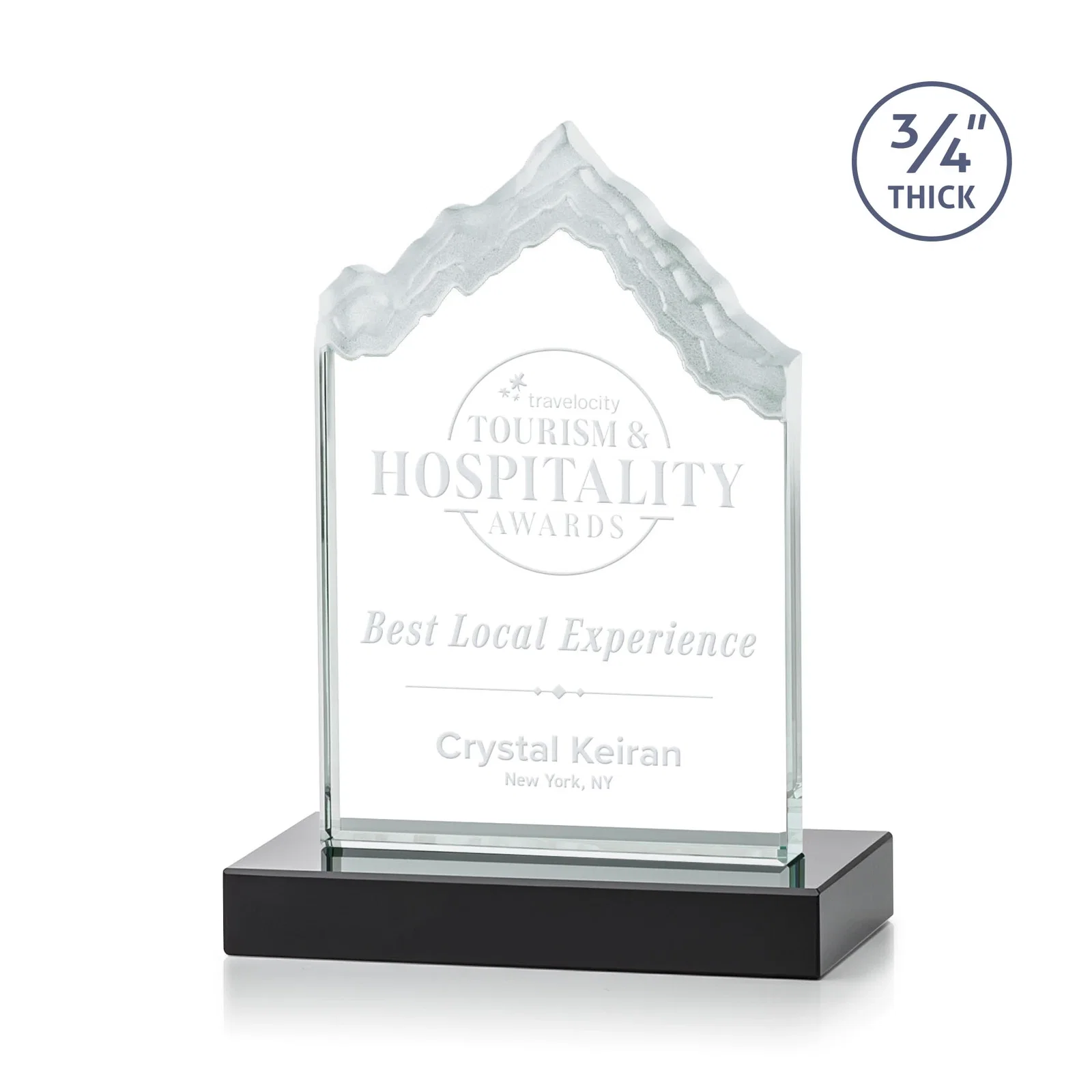 Personalized Jade Glass Iceberg Award With A Frosted Deep-Etched Peak for retirement presentations