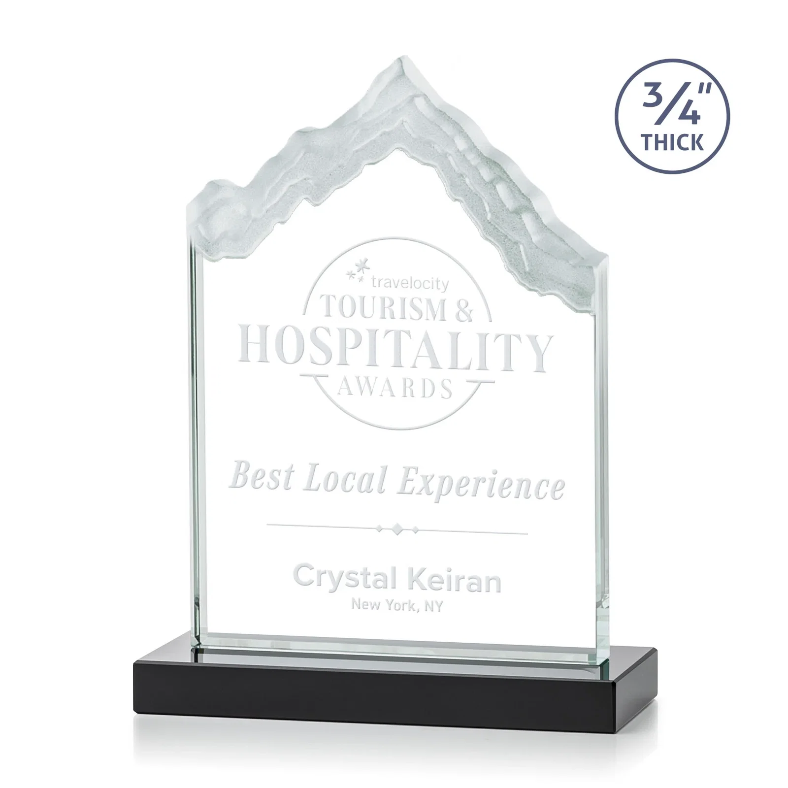 Personalized Jade Glass Iceberg Award With A Frosted Deep-Etched Peak for team milestone celebrations