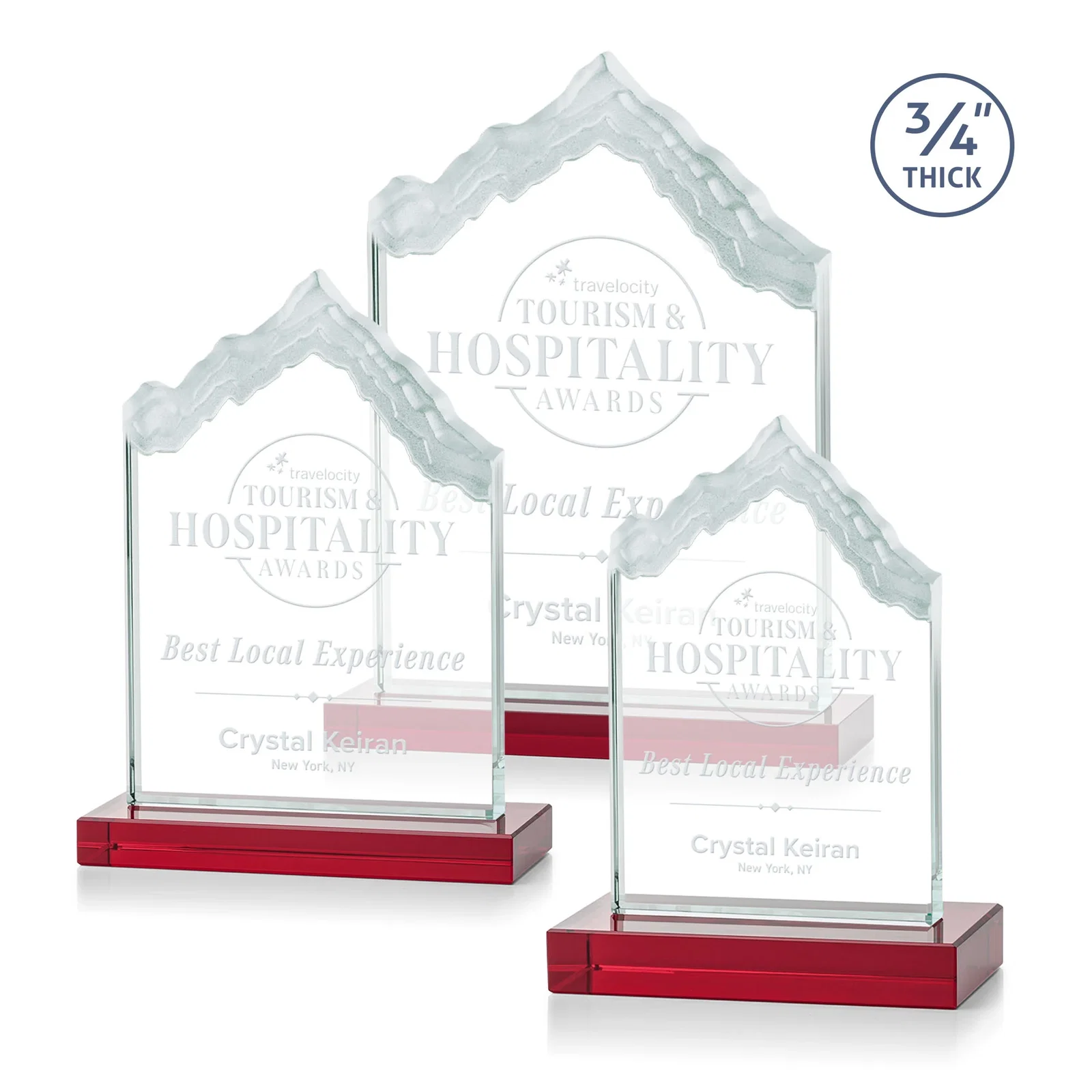 Personalized Jade Glass Iceberg Award With A Frosted Deep-Etched Peak for company anniversary events