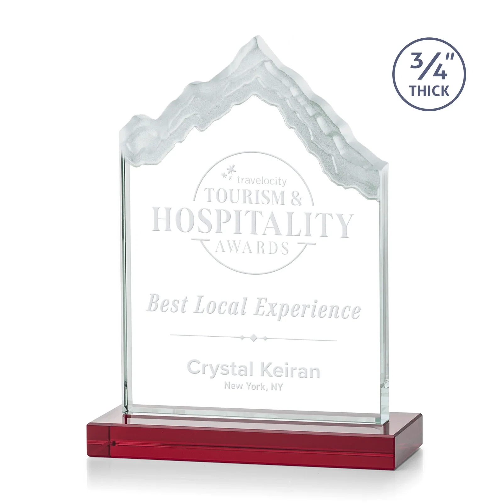 Promotional Jade Glass Iceberg Award With A Frosted Deep-Etched Peak for corporate award ceremonies