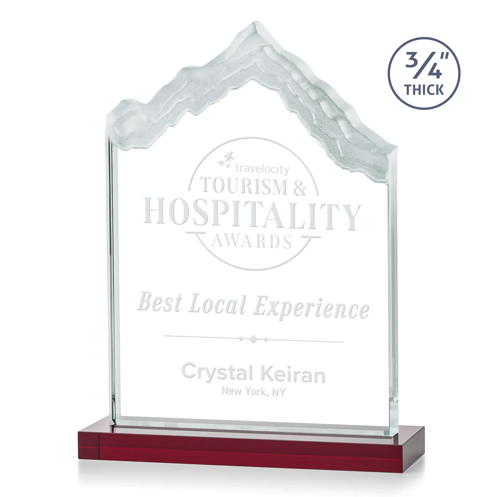 Promotional Jade Glass Iceberg Award With A Frosted Deep-Etched Peak for service anniversary gifts