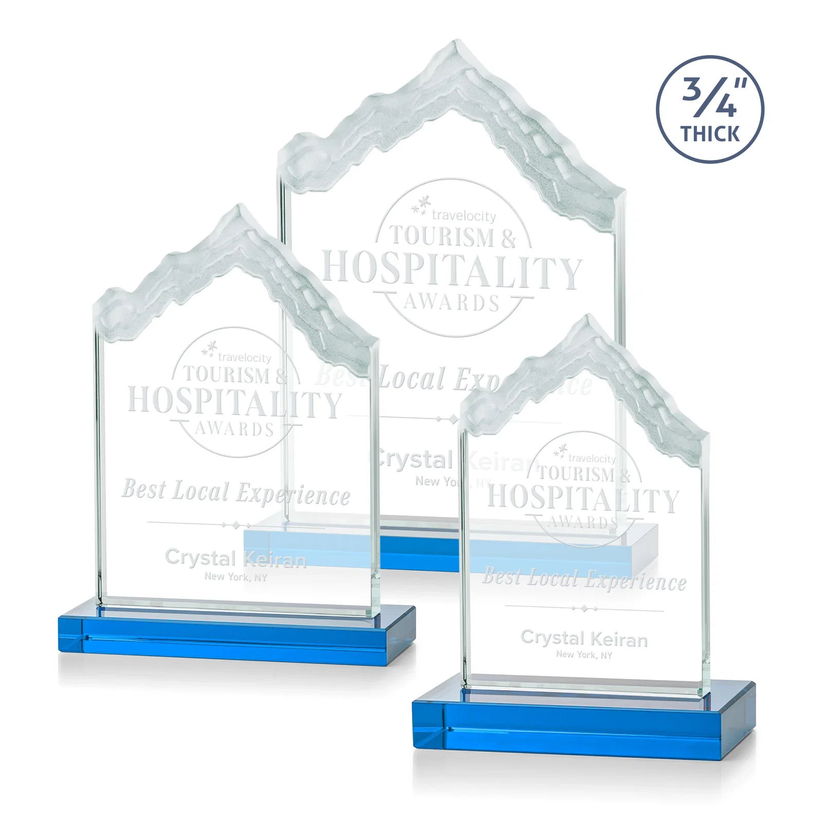 Promotional Jade Glass Iceberg Award With A Frosted Deep-Etched Peak for sales achievement awards