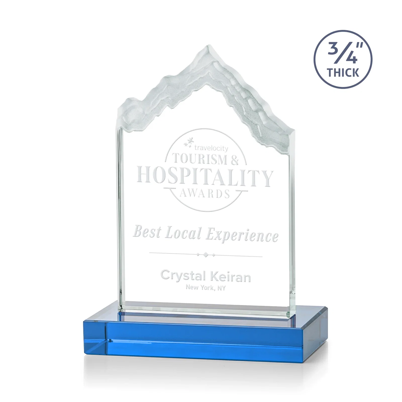Promotional Jade Glass Iceberg Award With A Frosted Deep-Etched Peak for retirement presentations