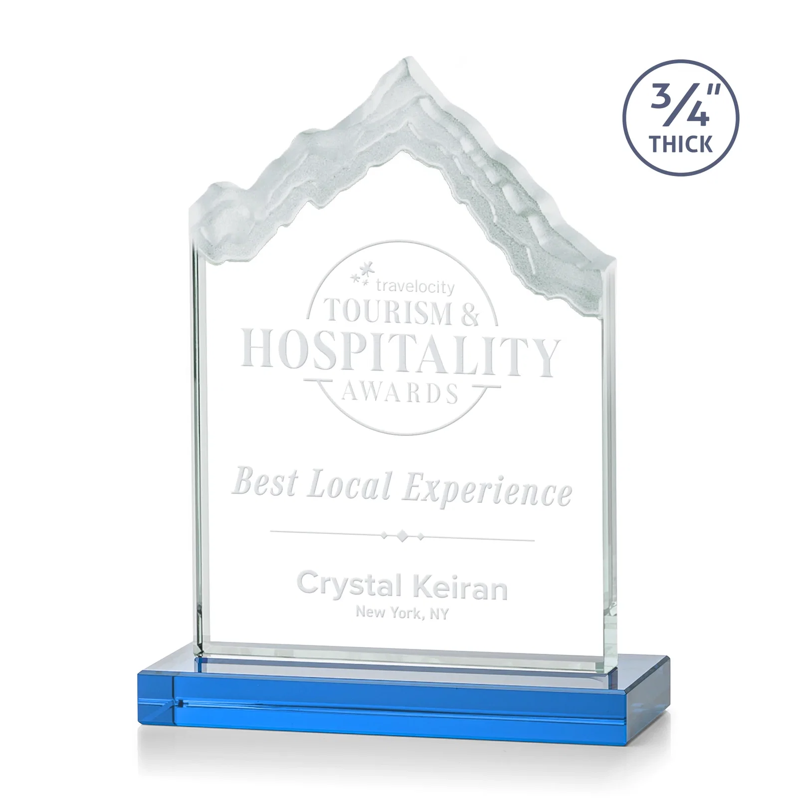 Promotional Jade Glass Iceberg Award With A Frosted Deep-Etched Peak for team milestone celebrations