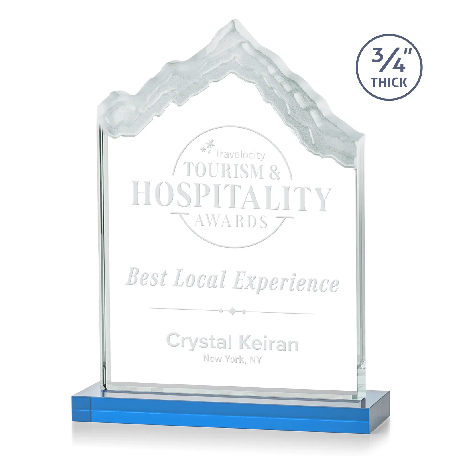 Promotional Jade Glass Iceberg Award With A Frosted Deep-Etched Peak for donor appreciation