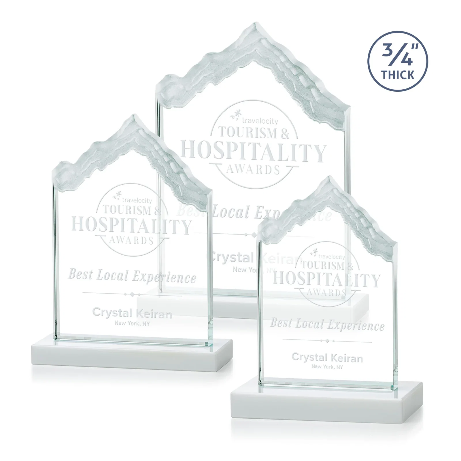 Promotional Jade Glass Iceberg Award With A Frosted Deep-Etched Peak for graduation ceremonies