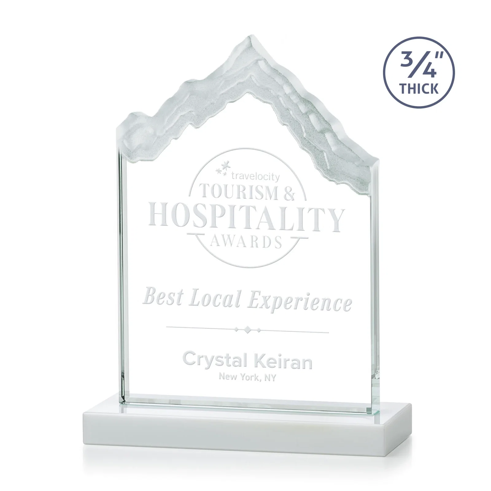 Promotional Jade Glass Iceberg Award With A Frosted Deep-Etched Peak for volunteer appreciation