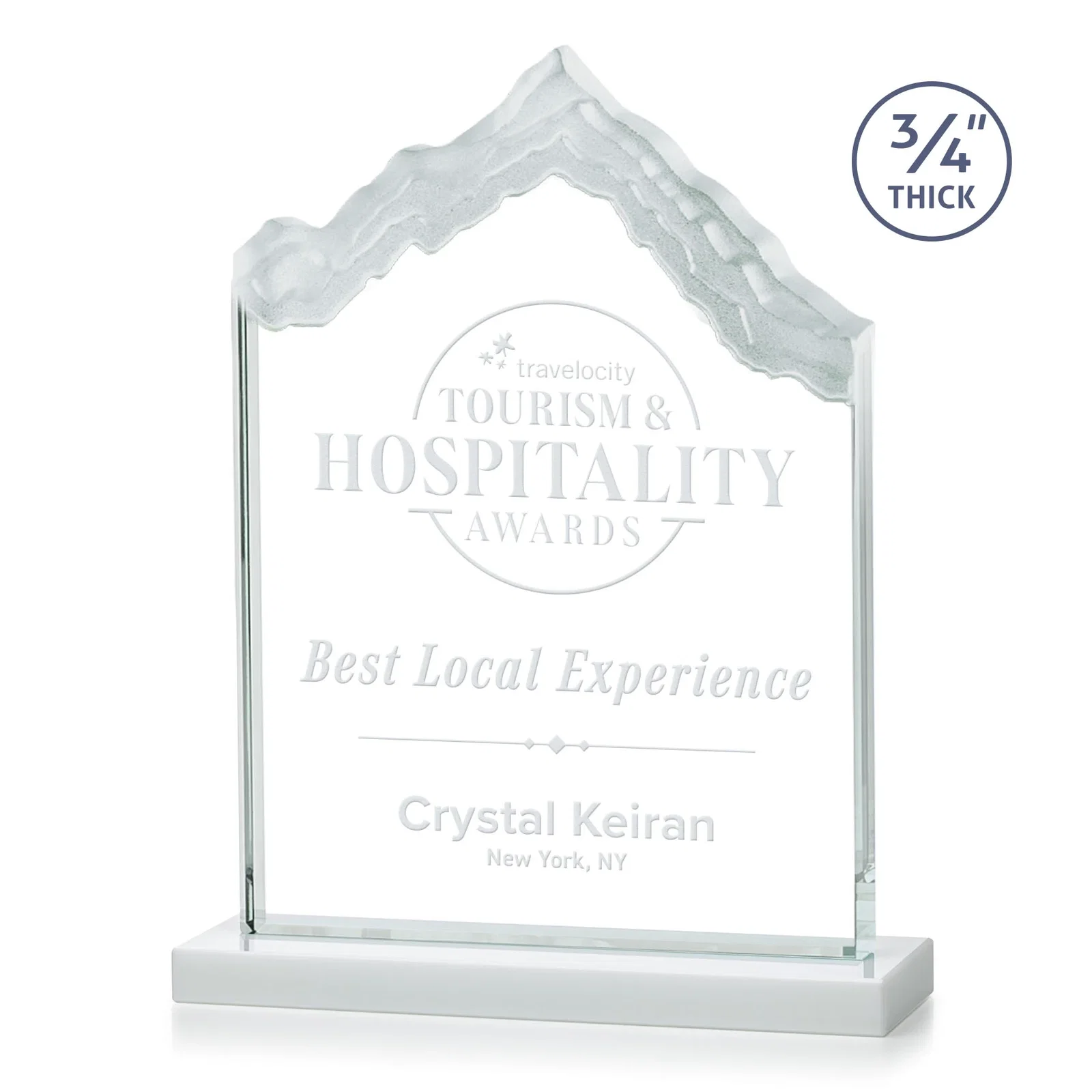 Promotional Jade Glass Iceberg Award With A Frosted Deep-Etched Peak for dealer and partner awards