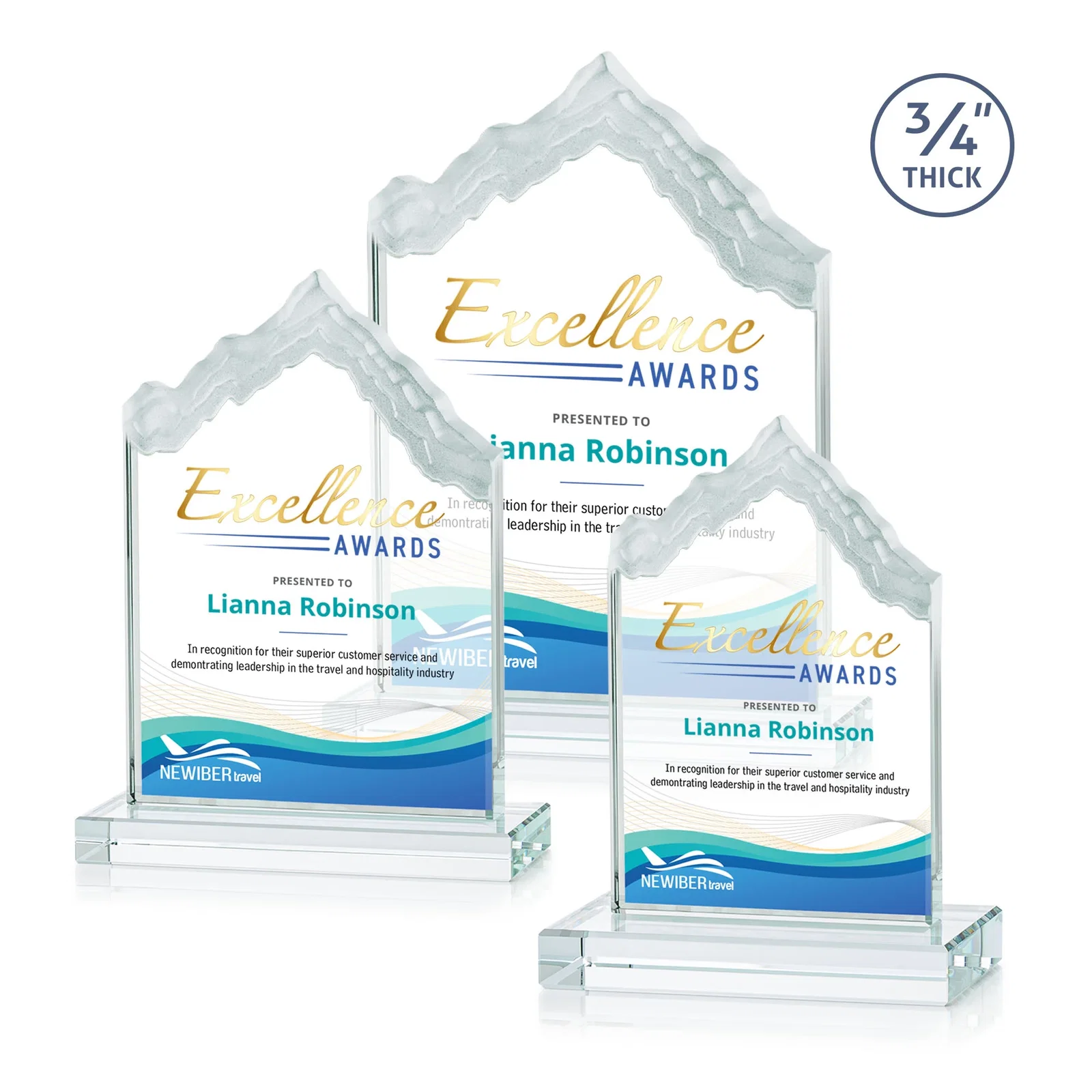 Promotional Jade Glass Iceberg Award With A Frosted Deep-Etched Peak for company anniversary events
