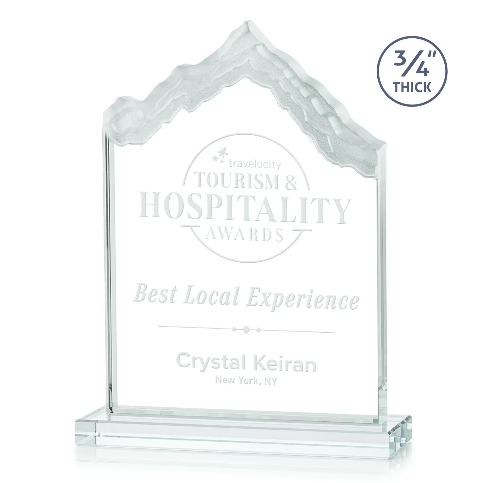 Custom Jade Glass Iceberg Award With A Frosted Deep-Etched Peak for sales achievement awards