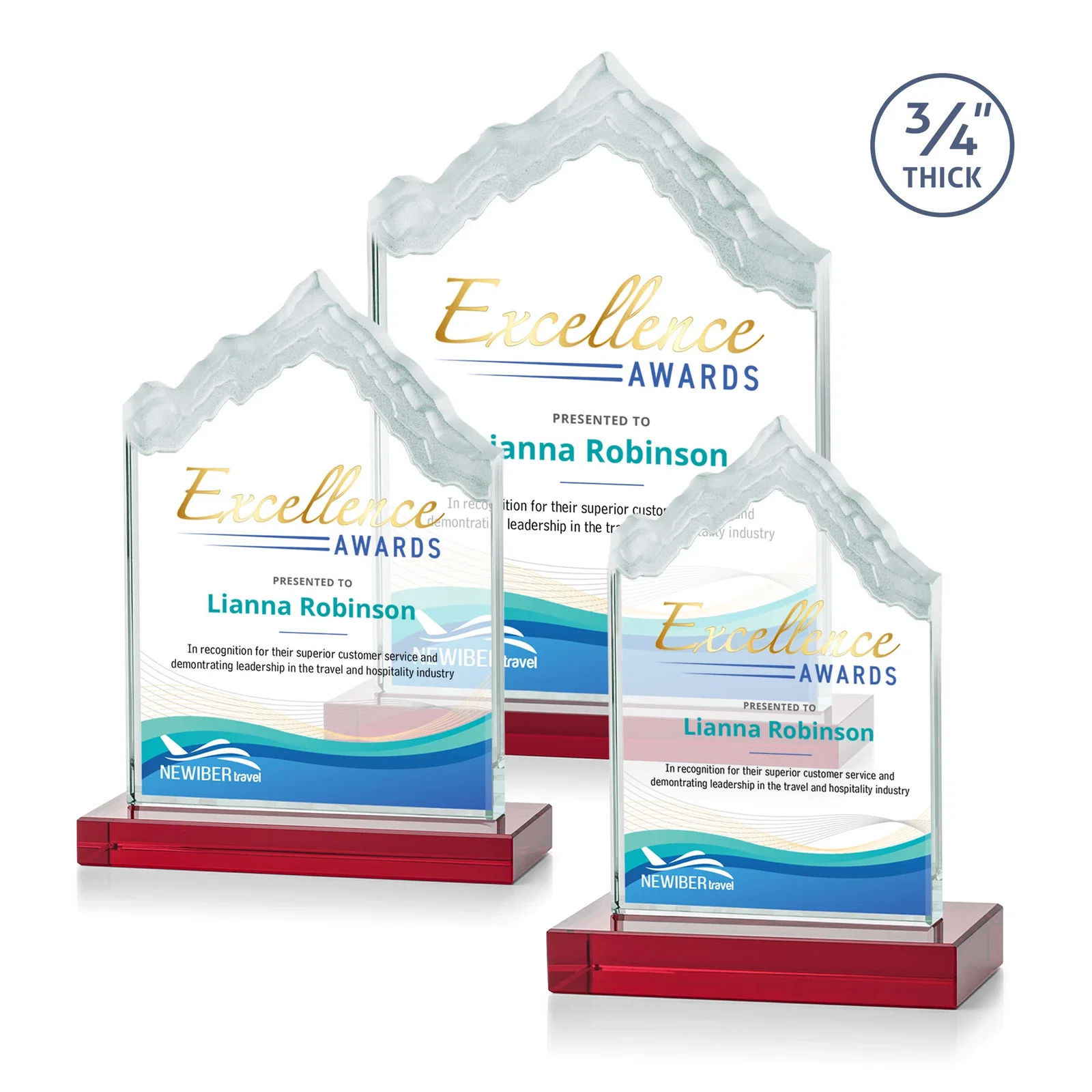 Custom printed Jade Glass Iceberg Award With A Frosted Deep-Etched Peak for graduation ceremonies