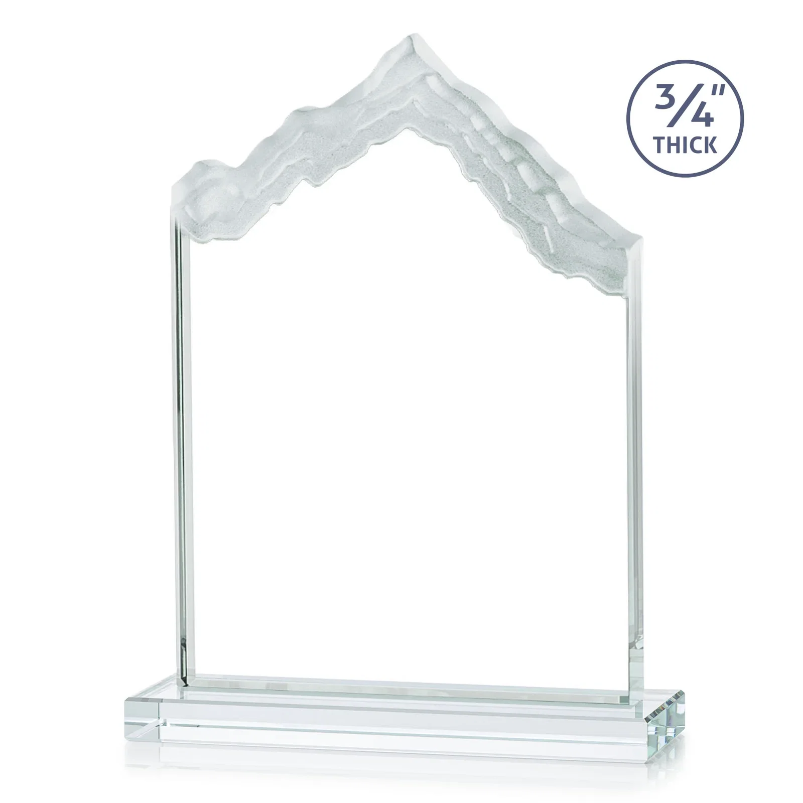 Custom engraved Jade Glass Iceberg Award With A Frosted Deep-Etched Peak for employee recognition