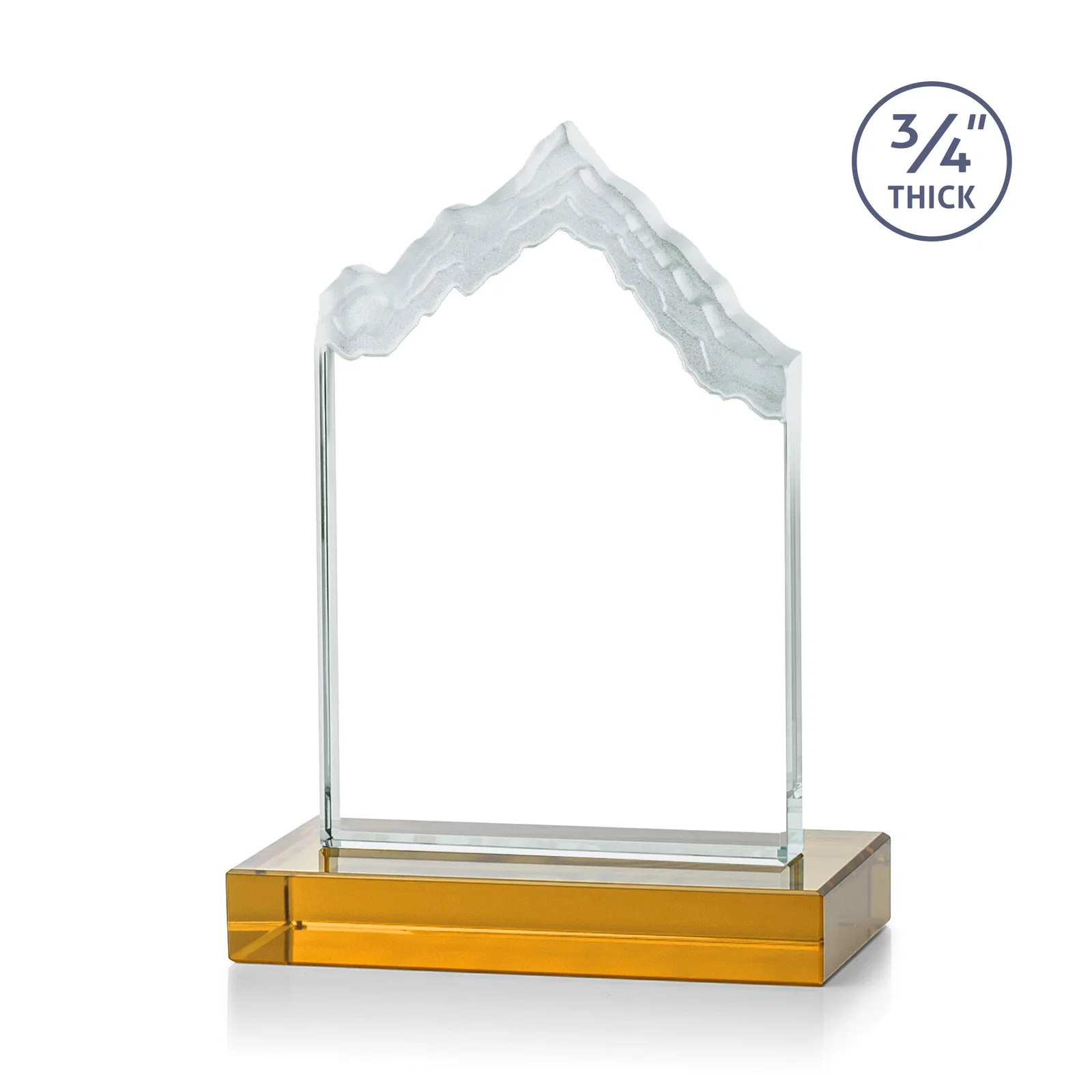 Custom engraved Jade Glass Iceberg Award With A Frosted Deep-Etched Peak for corporate award ceremonies