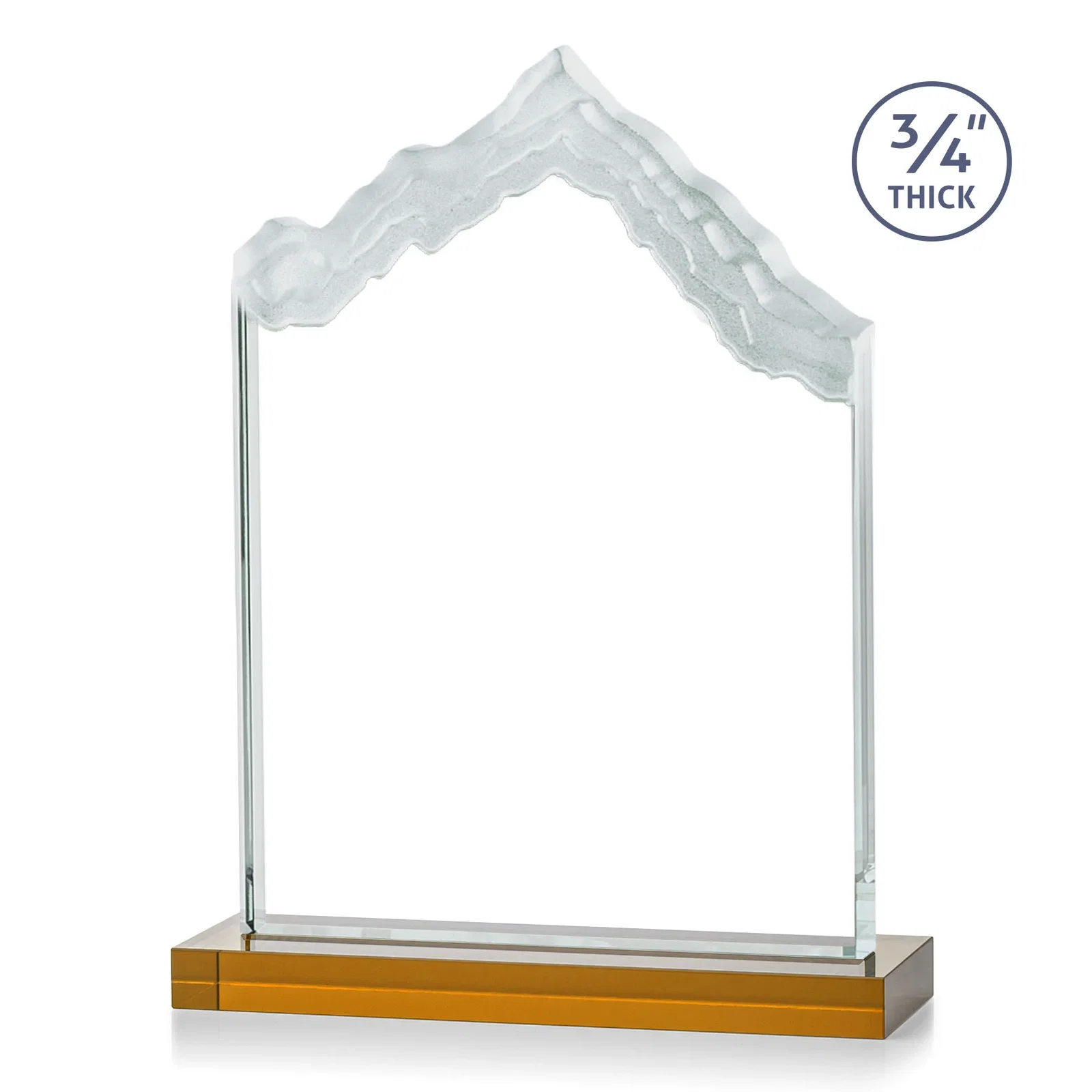 Custom engraved Jade Glass Iceberg Award With A Frosted Deep-Etched Peak for sales achievement awards