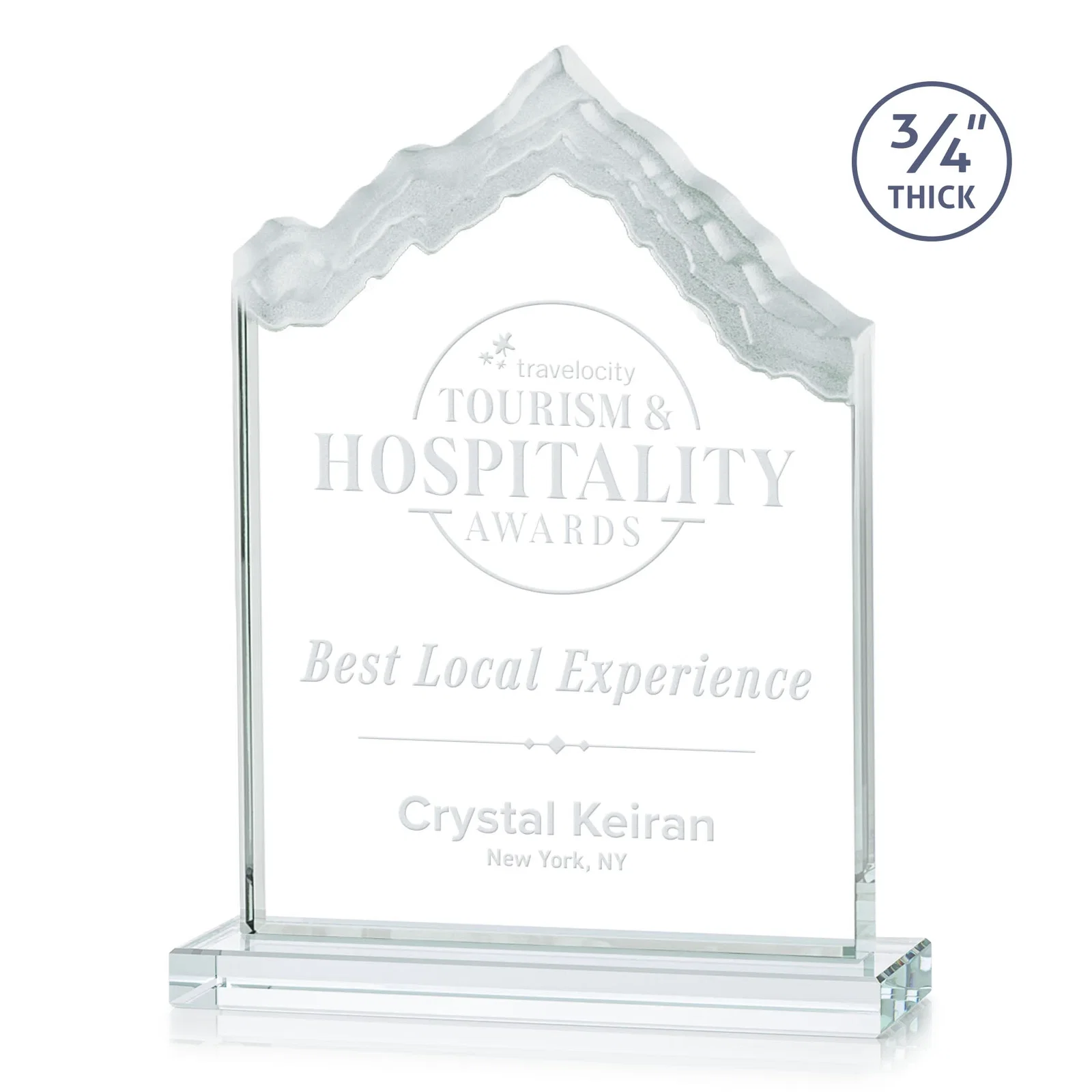 Custom Jade Glass Iceberg Award With A Frosted Deep-Etched Peak for donor appreciation
