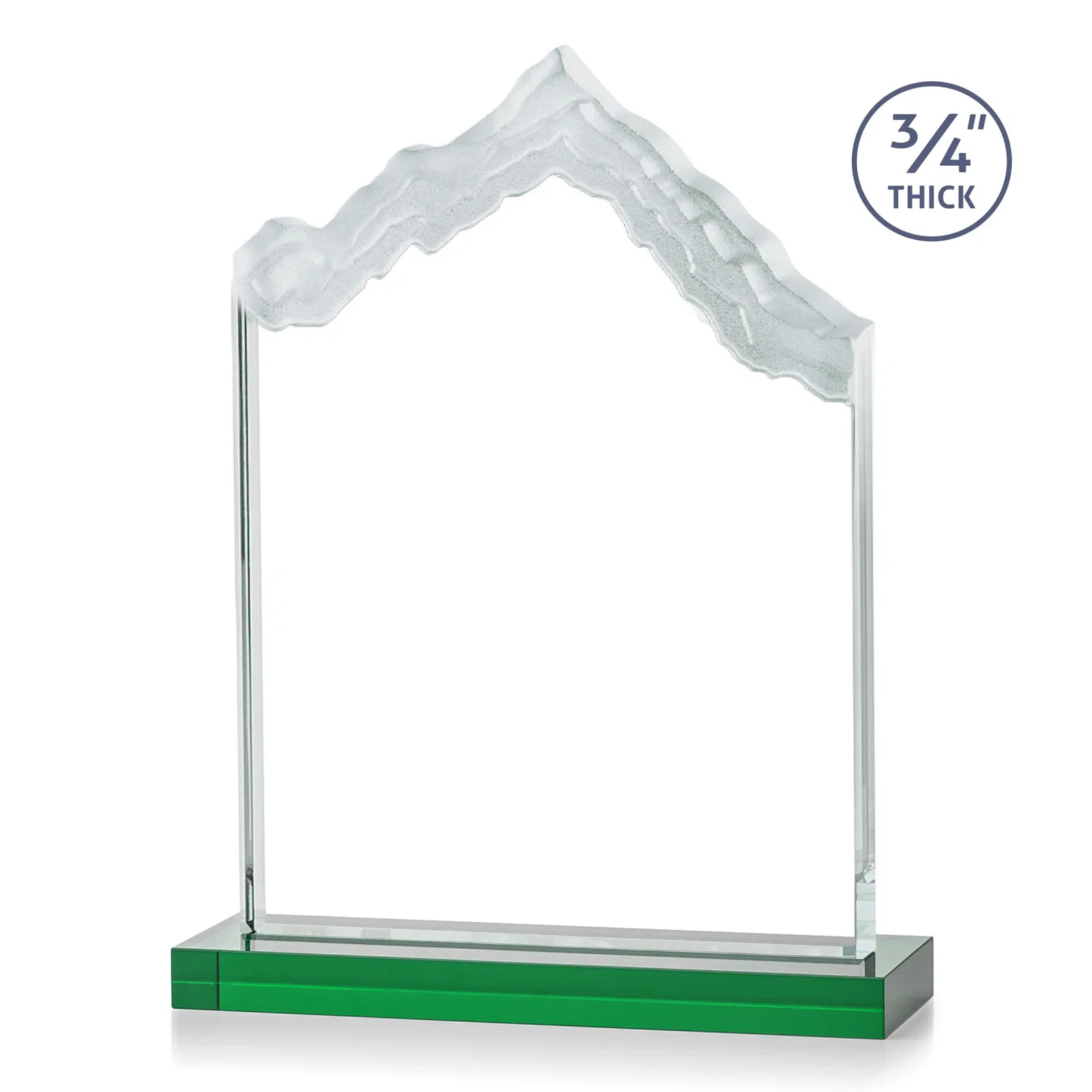 Custom engraved Jade Glass Iceberg Award With A Frosted Deep-Etched Peak for donor appreciation