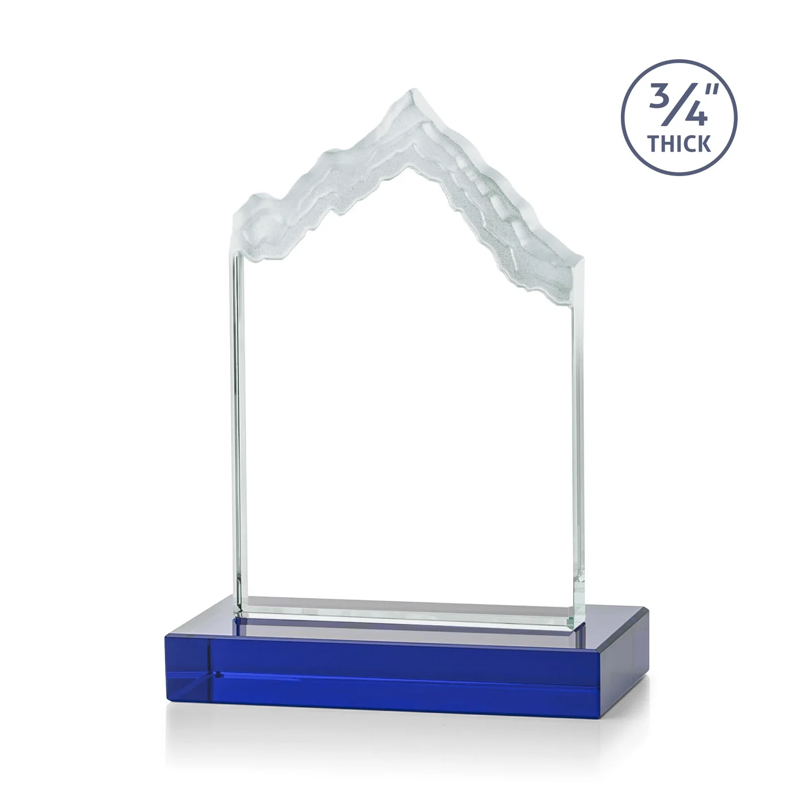 Custom engraved Jade Glass Iceberg Award With A Frosted Deep-Etched Peak for dealer and partner awards