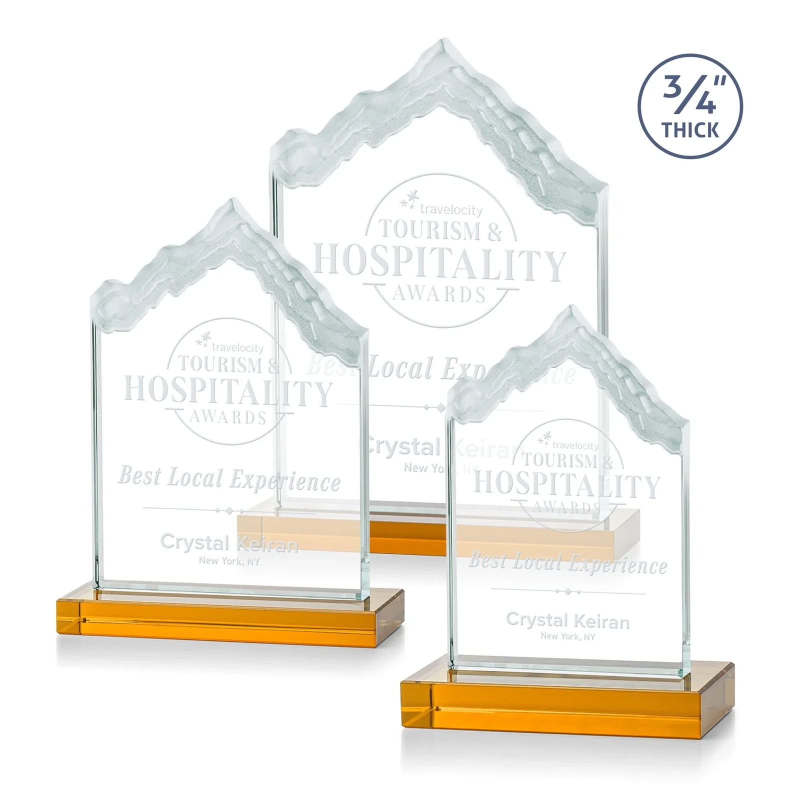 Custom Jade Glass Iceberg Award With A Frosted Deep-Etched Peak for graduation ceremonies