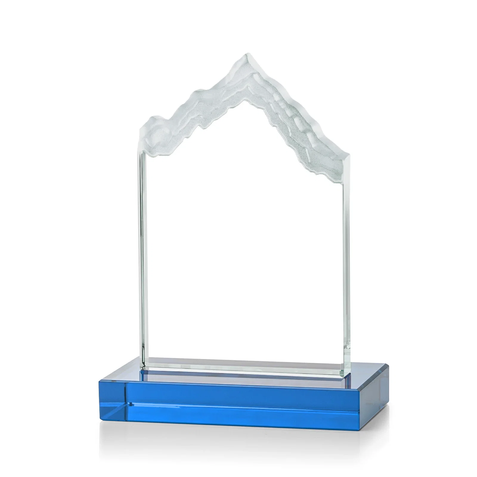 Custom Jade Glass Iceberg Award With A Frosted Deep-Etched Peak, with your logo for retirement presentations