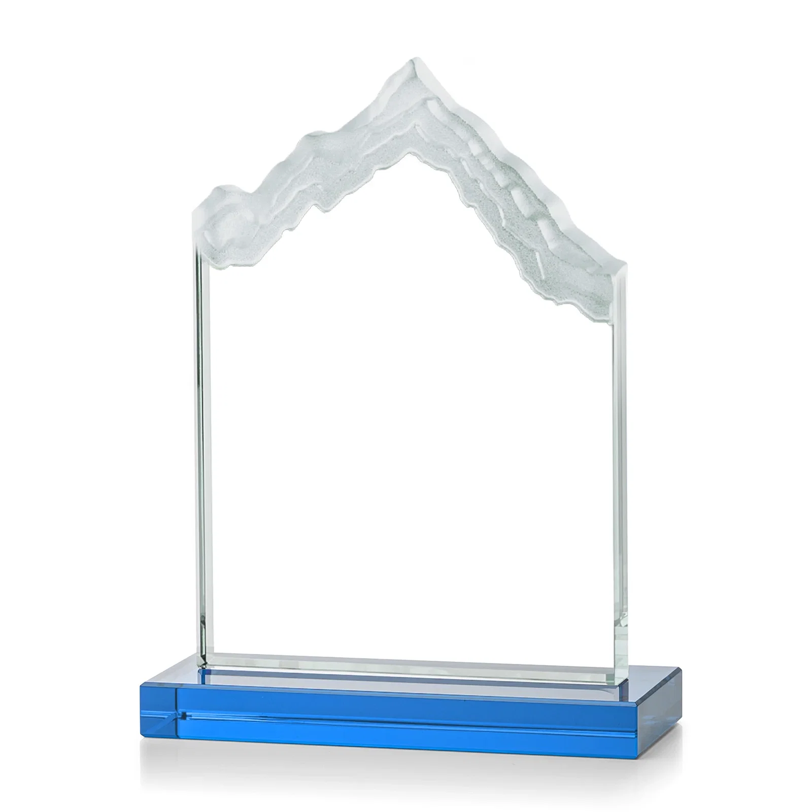 Custom Jade Glass Iceberg Award With A Frosted Deep-Etched Peak, with your logo for team milestone celebrations