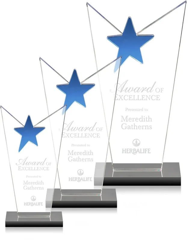 Crystal Star Award with Logo and Base - 3 Sizes β view 1