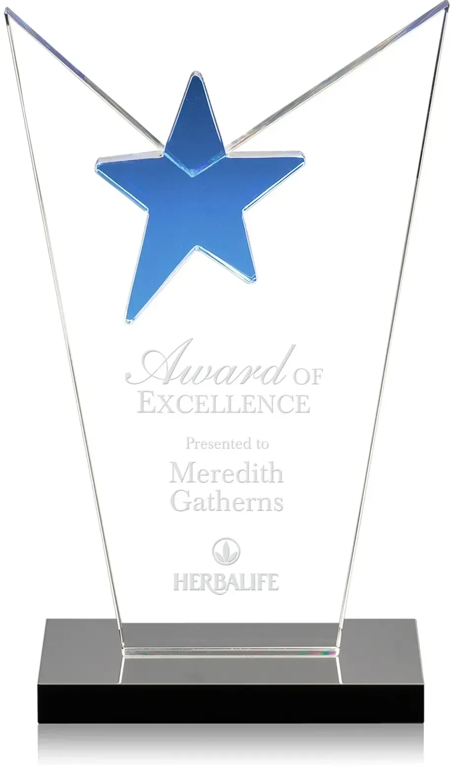 Crystal Star Award with Logo and Base - 3 Sizes — view 2