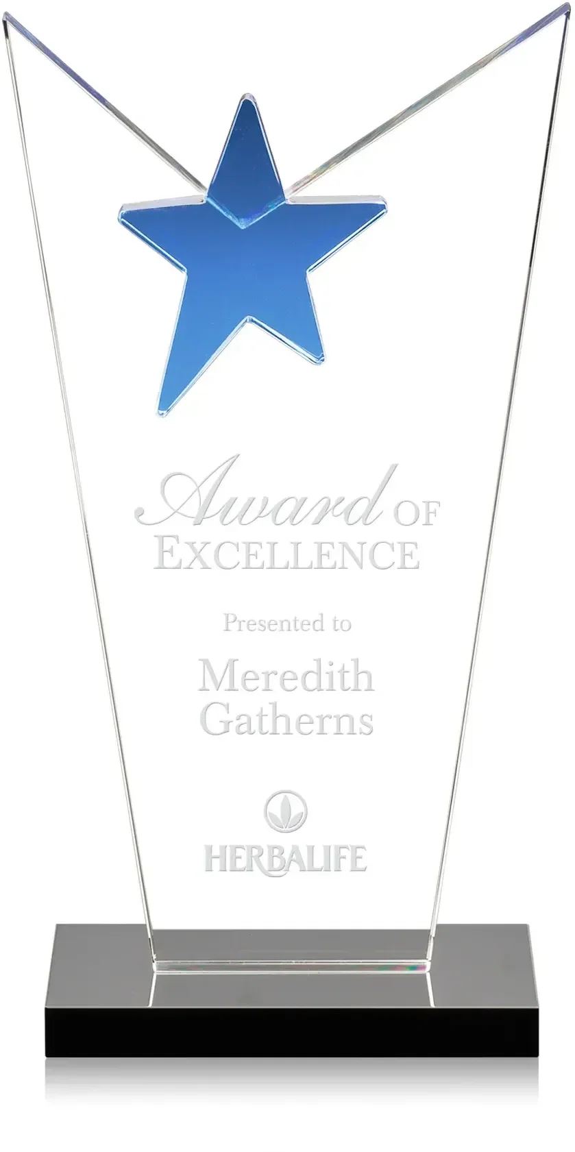 Crystal Star Award with Logo and Base - 3 Sizes — view 3