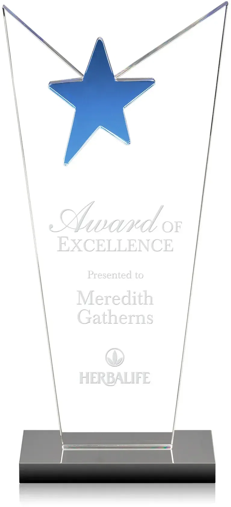 Crystal Star Award with Logo and Base - 3 Sizes — view 4